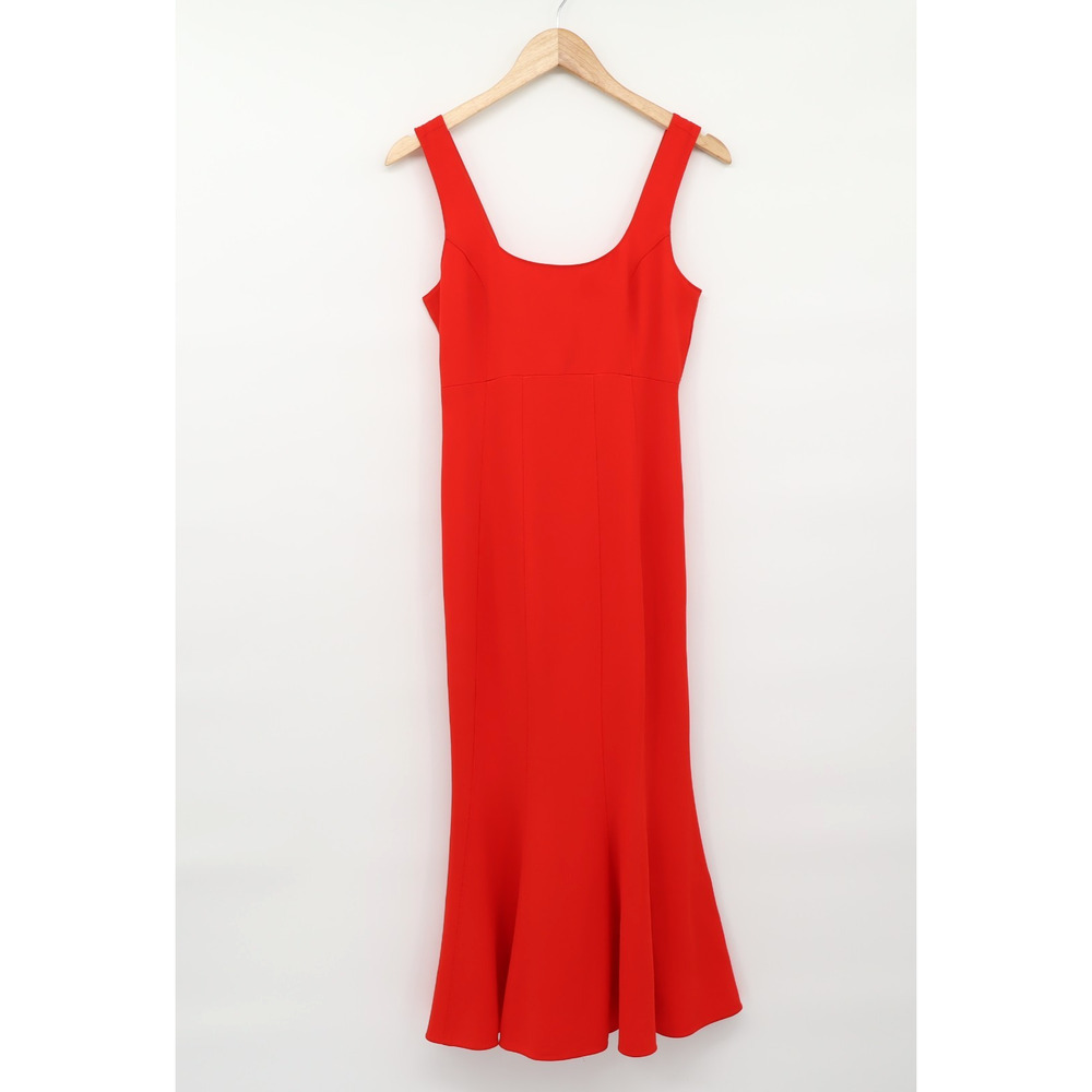 Veronica Beard Women's Gloria Fluted Stretch-Crepe Midi Cocktail Red Dress Sz 0